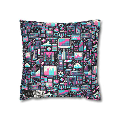 Digital Rebellion Youthful Streetwear with a Rebellious Digital Twist Faux Suede Square Pillowcase - 8404 Design-71
