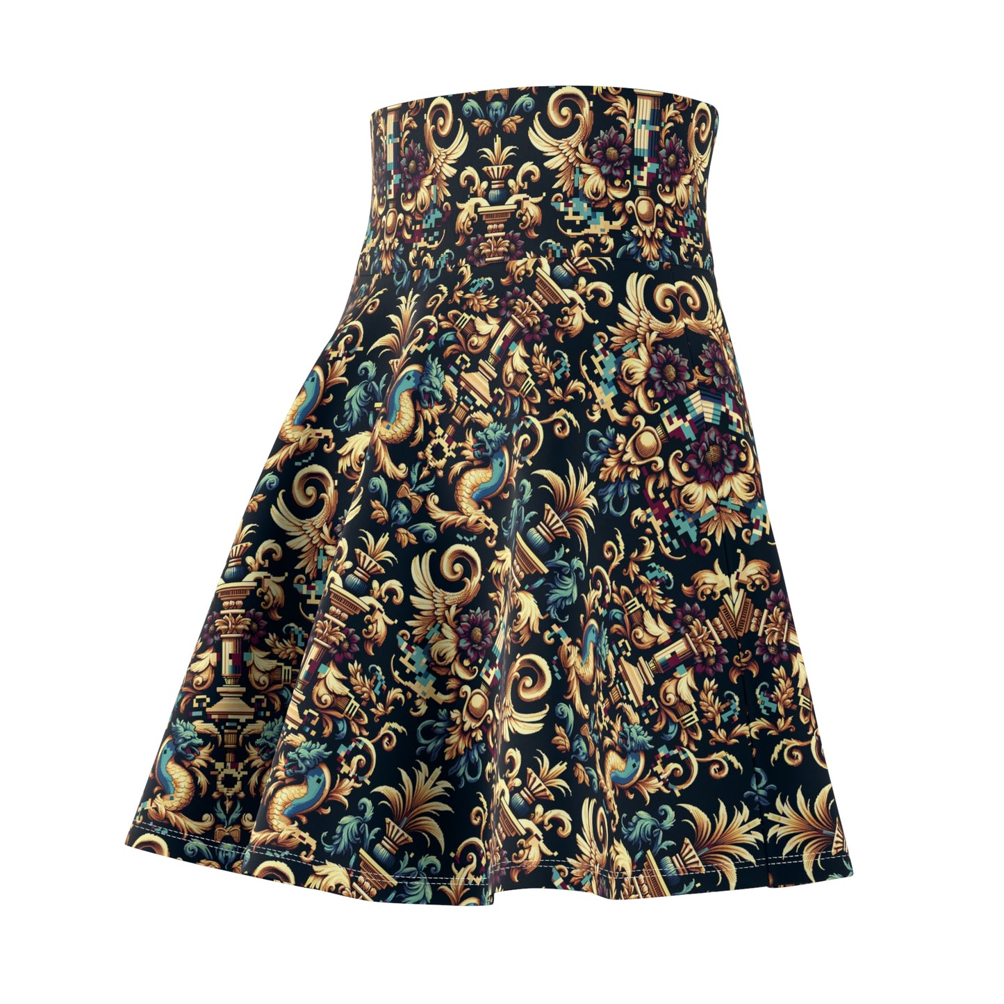 Digital Renaissance Modern Baroque Fusion Women's Skater Skirt - 8404 Design-57