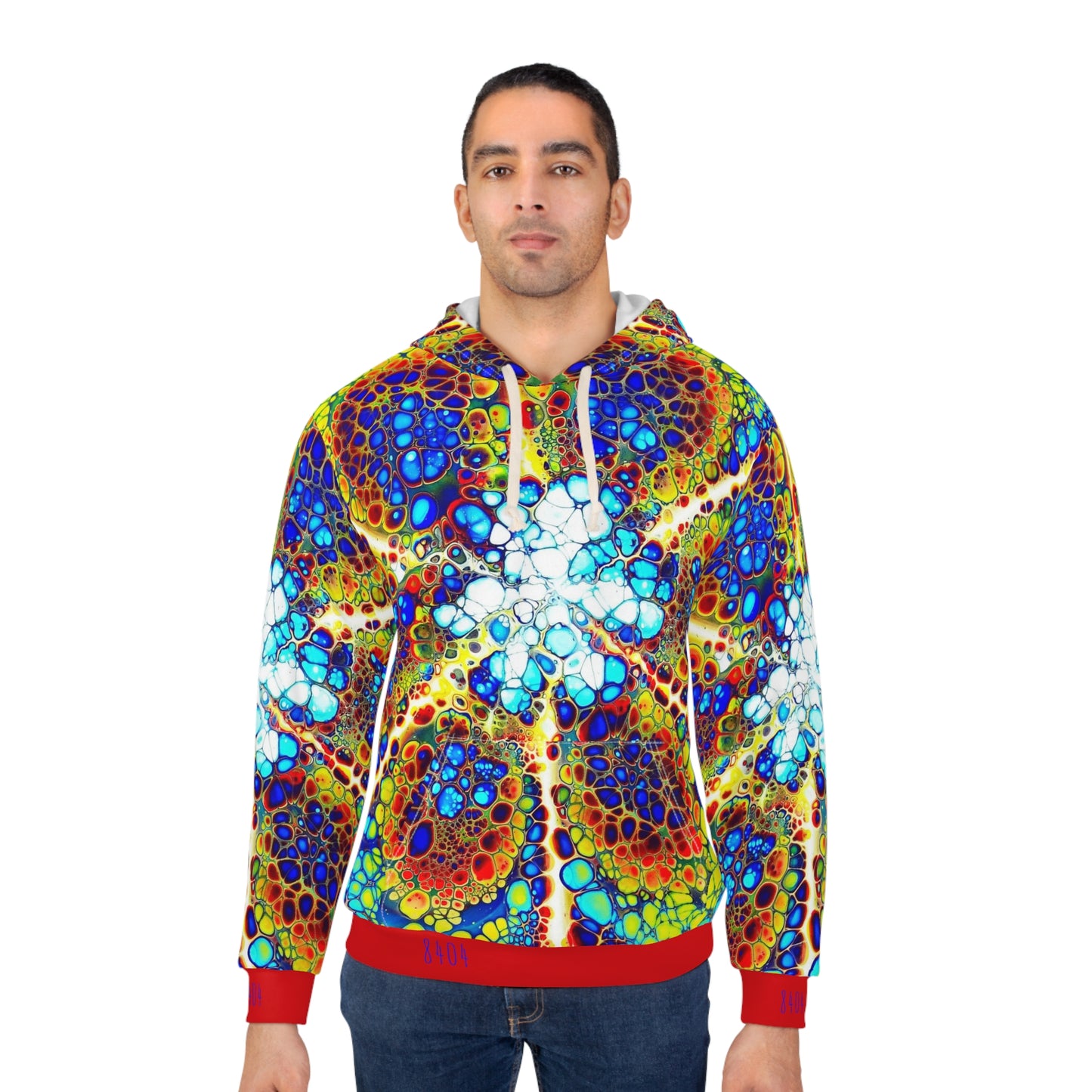 8404's Unisex Adult "Fusion Flower in Red" Fashion Pullover Hoodie