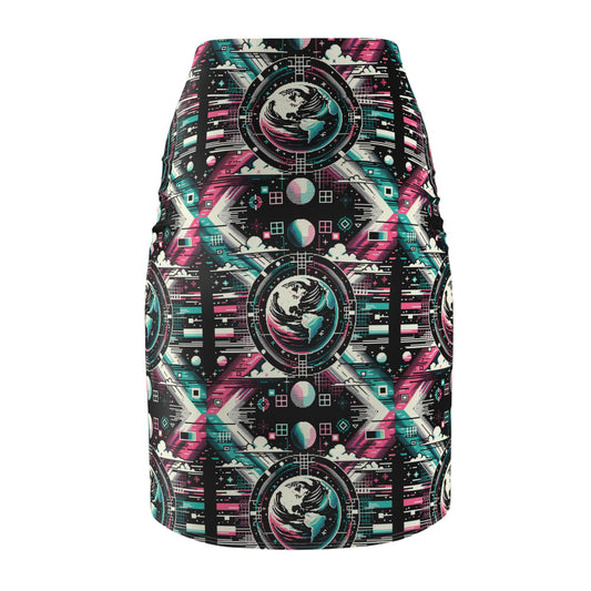 Digital Artistry Digital-native Streetwear Women's Pencil Skirt - 8404 Design-62