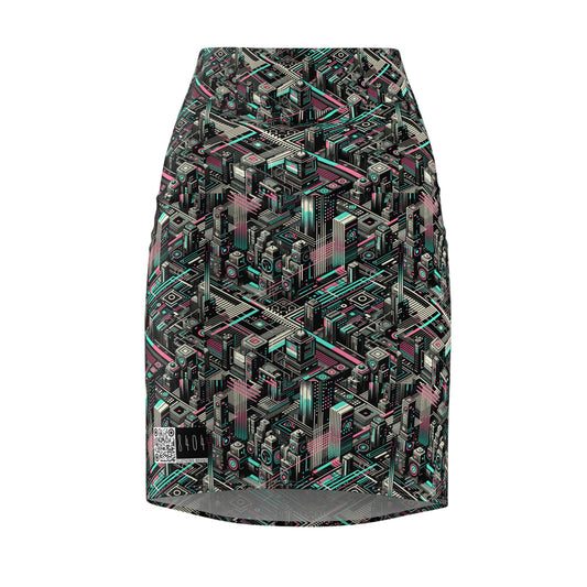 Digital Dreamland Tech-Inspired Streetwear Women's Pencil Skirt - 8404 Design-51