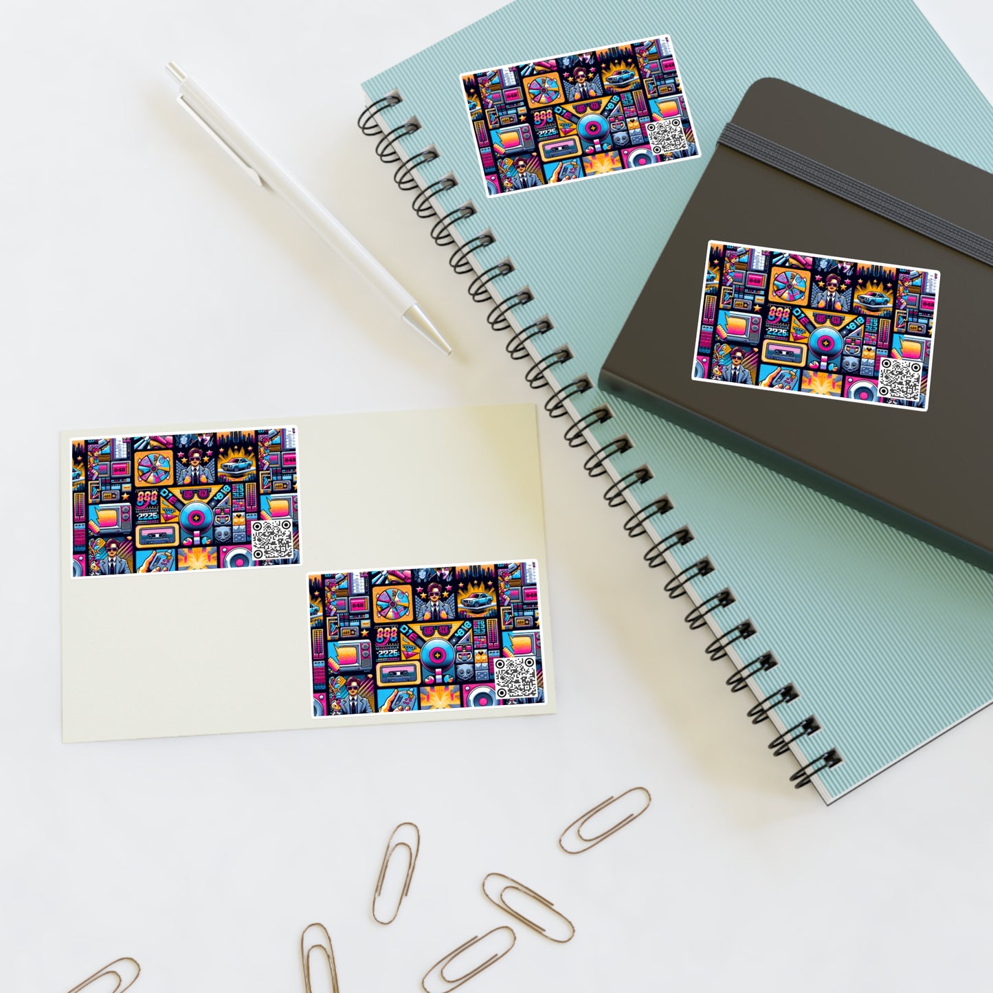 Digital Pop Culture Mashup Maximalist Pop Sticker Sheet - 8404 Design-52