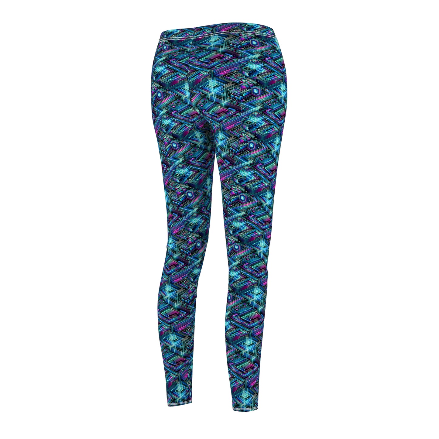 Digital Dreamland Futuristic Tech Aesthetic Women's Cut & Sew Casual Leggings - 8404 Design-42