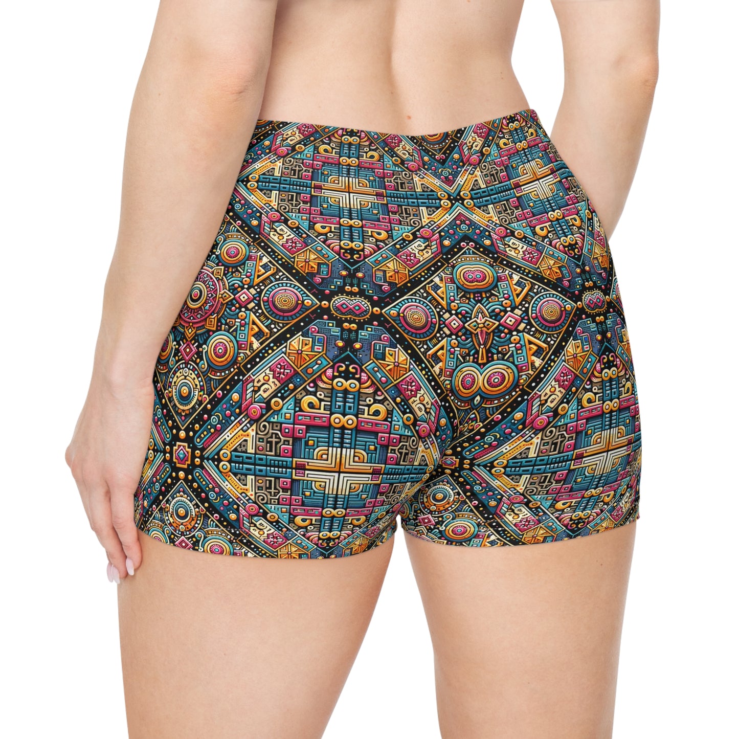 Cultural Fusion Tech Blend of Cultural Heritage With Tech-Inspired Elements Women's Shorts - 8404 Design-58