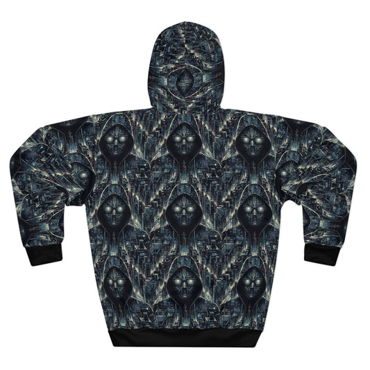 Tech Noir Aesthetics Sleek Tech Streetwear Pullover Hoodie - 8404 Design-56