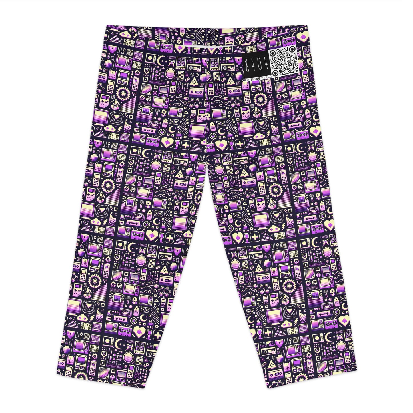 Digital Nostalgia Remix Modern Vintage Fusion Women's Capri Leggings - 8404 Design-54