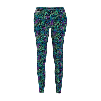 Tech-Infused Neon Tech-Forward Streetwear Women's Cut & Sew Casual Leggings - 8404 Design-66