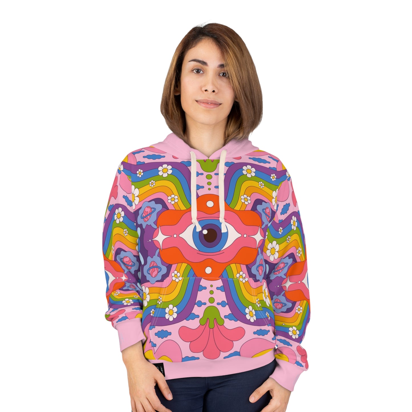 8404's Unisex Adult "The Eye of Trance in Pink" Fashion Pullover Hoodie