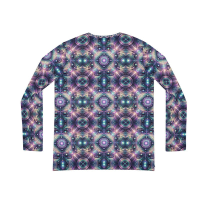 Iridescent Tech Fusion Tech-Forward Streetwear Women's Long Sleeve V-Neck Shirt - 8404 Design-61