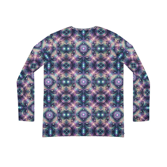Iridescent Tech Fusion Tech-Forward Streetwear Women's Long Sleeve V-Neck Shirt - 8404 Design-61