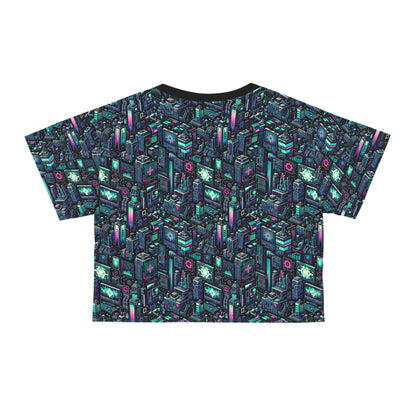 Digital Rebellion Tech-Inspired Streetwear Crop Tee - 8404 Design-58