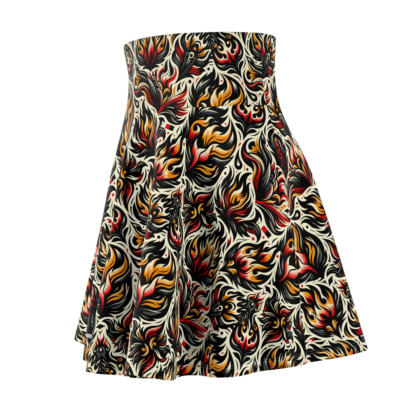 Fire & Flames Bold Streetwear Statement Women's Skater Skirt - 8404 Design-57
