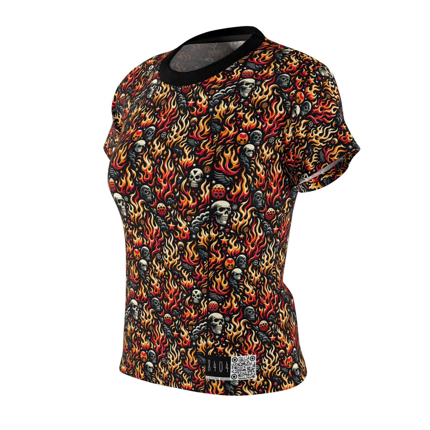 Flame Graphics Maximalist Streetwear Women's Cut & Sew Tee - 8404 Design-76