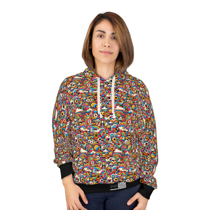 Neon Pop Playful Pop Culture Mashup Pullover Hoodie - 8404 Design-62