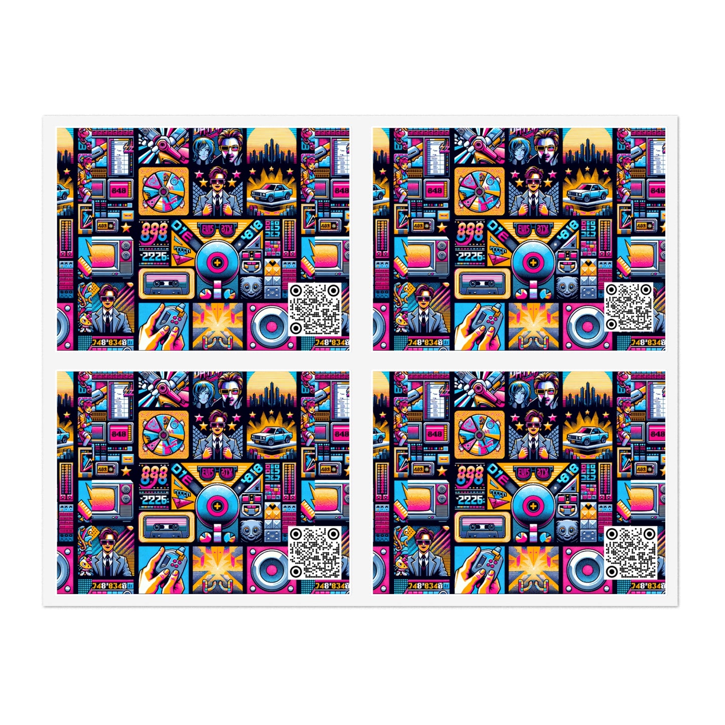 Digital Pop Culture Mashup Maximalist Pop Sticker Sheet - 8404 Design-52