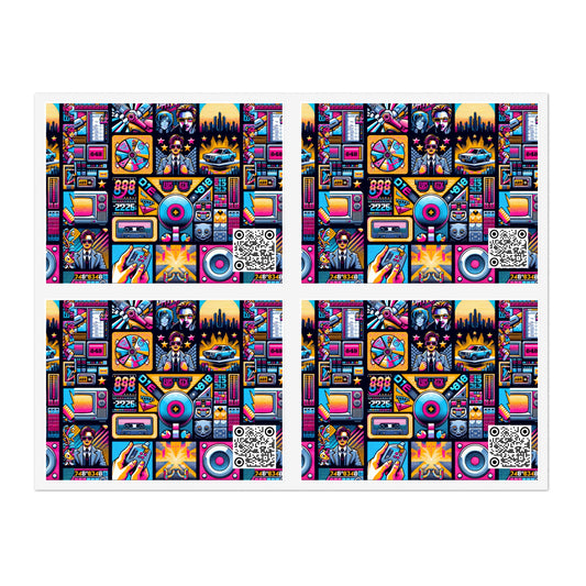 Digital Pop Culture Mashup Maximalist Pop Sticker Sheet - 8404 Design-52