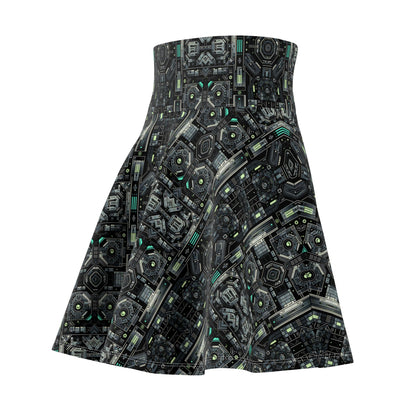 Tech Noir Tech-Forward Minimalism Women's Skater Skirt - 8404 Design-52