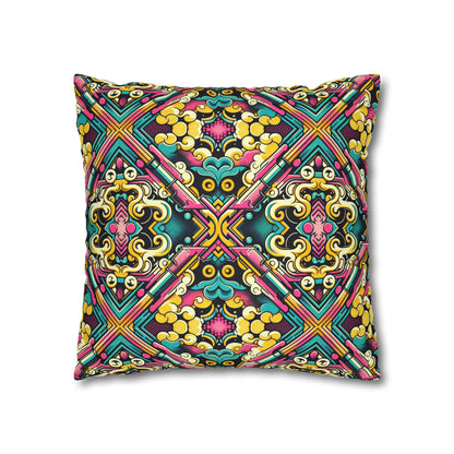 Neon Pop Art Revival Pop Culture Retro Spun Polyester Square Pillowcase - 8404 Design-59