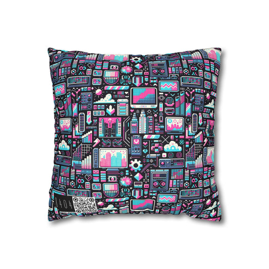Digital Rebellion Youthful Streetwear with a Rebellious Digital Twist Spun Polyester Square Pillowcase - 8404 Design-71