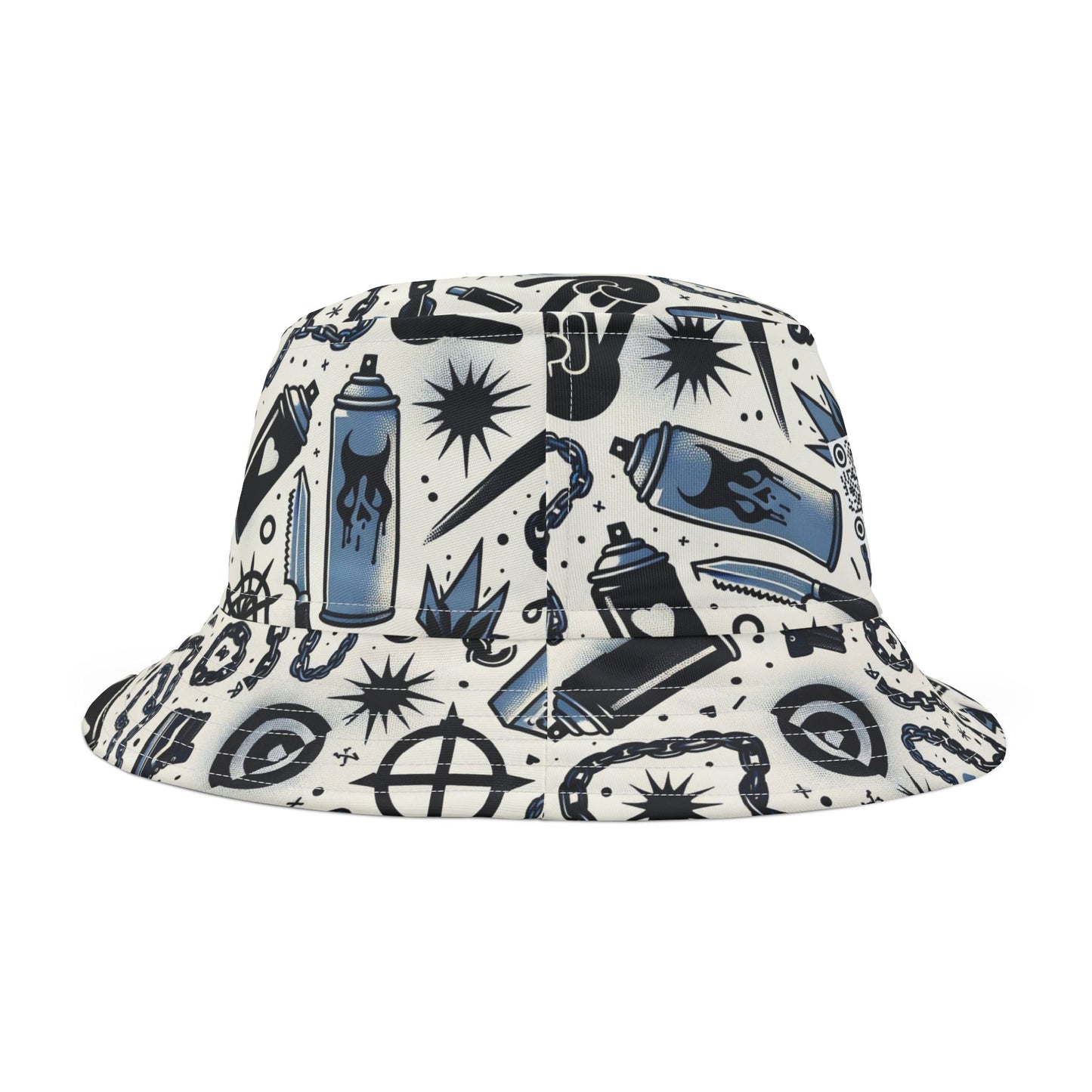 Cultural Rebellion Graphics Edgy and Rebellious With a Hint of Nostalgia Bucket Hat - 8404 Design-57