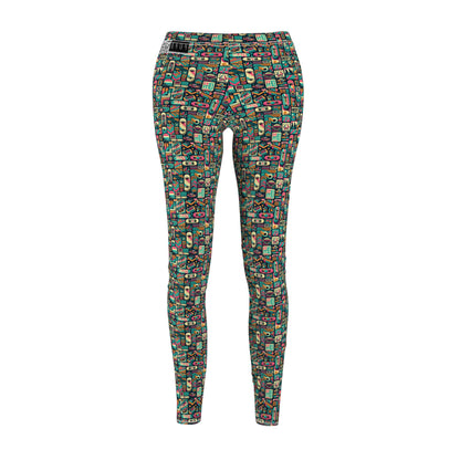 Skate Culture Revival Urban Retro Cool Women's Cut & Sew Casual Leggings - 8404 Design-61