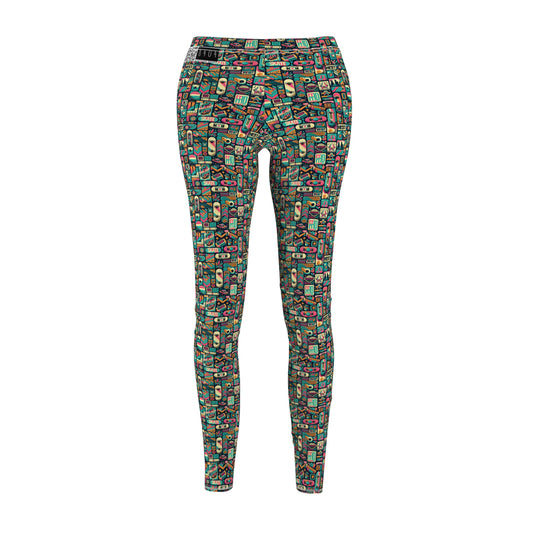 Skate Culture Revival Urban Retro Cool Women's Cut & Sew Casual Leggings - 8404 Design-61