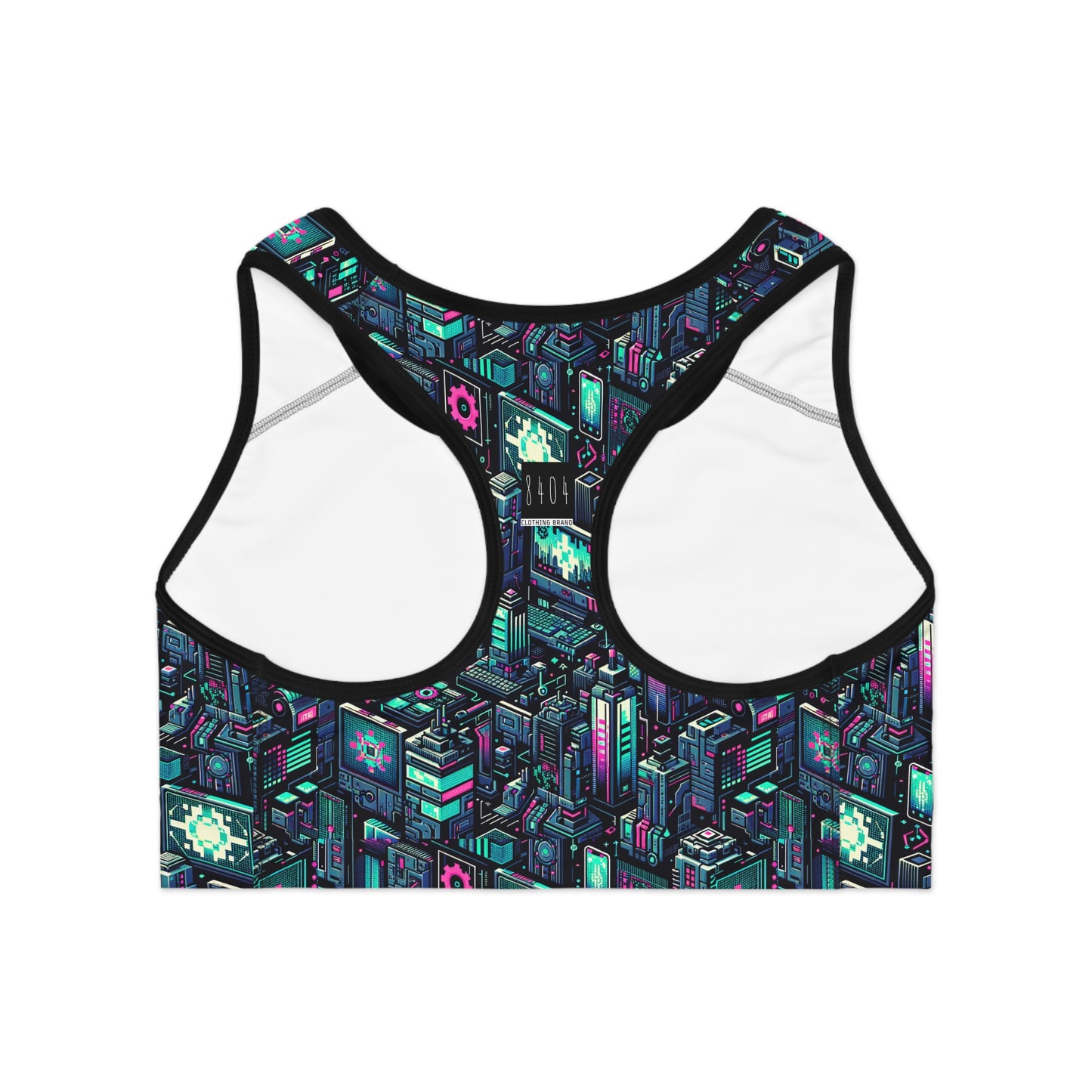 Digital Rebellion Tech-Inspired Streetwear Sports Bra - 8404 Design-58