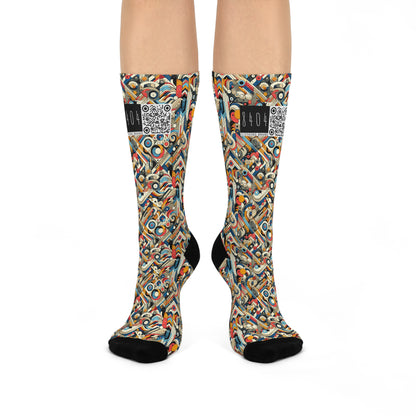 Abstract Graphic Art Modern Artistic Expression Cushioned Crew Socks - 8404 Design-62