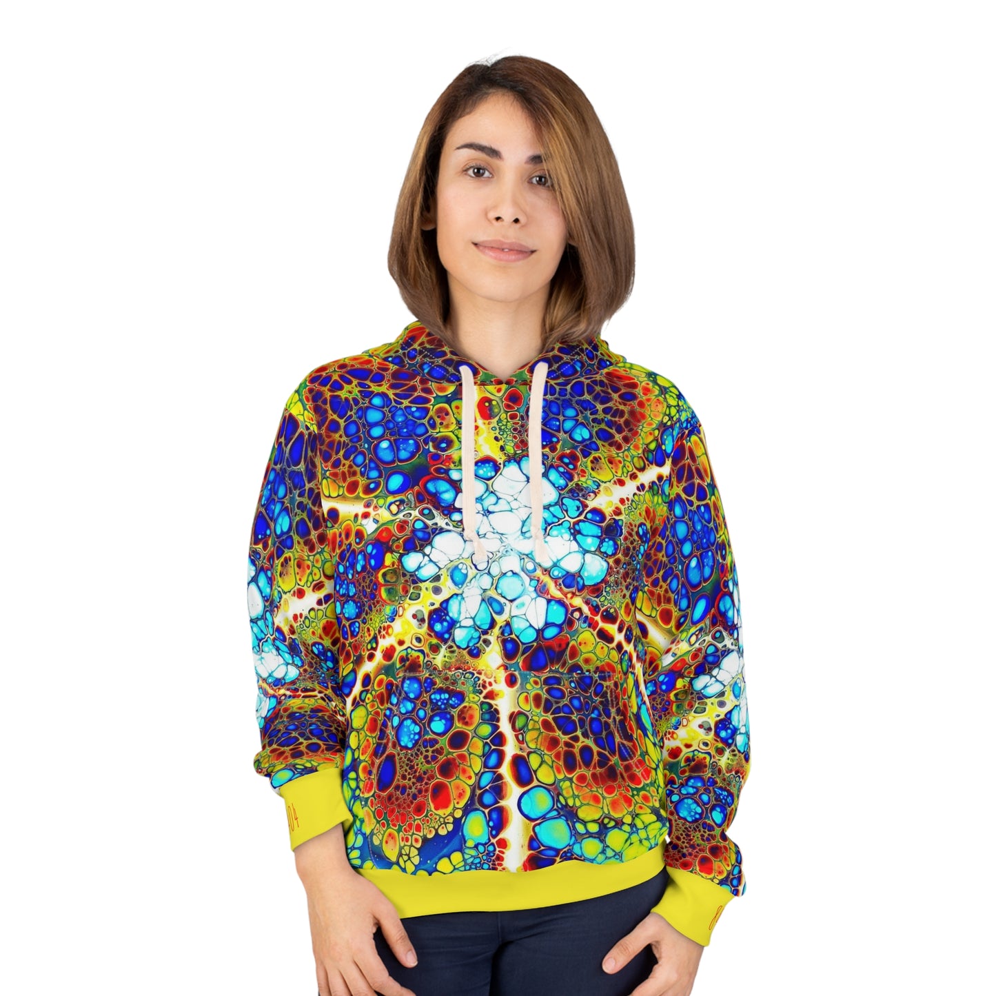 8404's Unisex Adult "Fusion Flower in Yellow" Fashion Pullover Hoodie