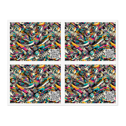 Urban Graffiti Fusion Eclectic Street Art Meets Modern Tech Culture Sticker Sheets - 8404 Design-55
