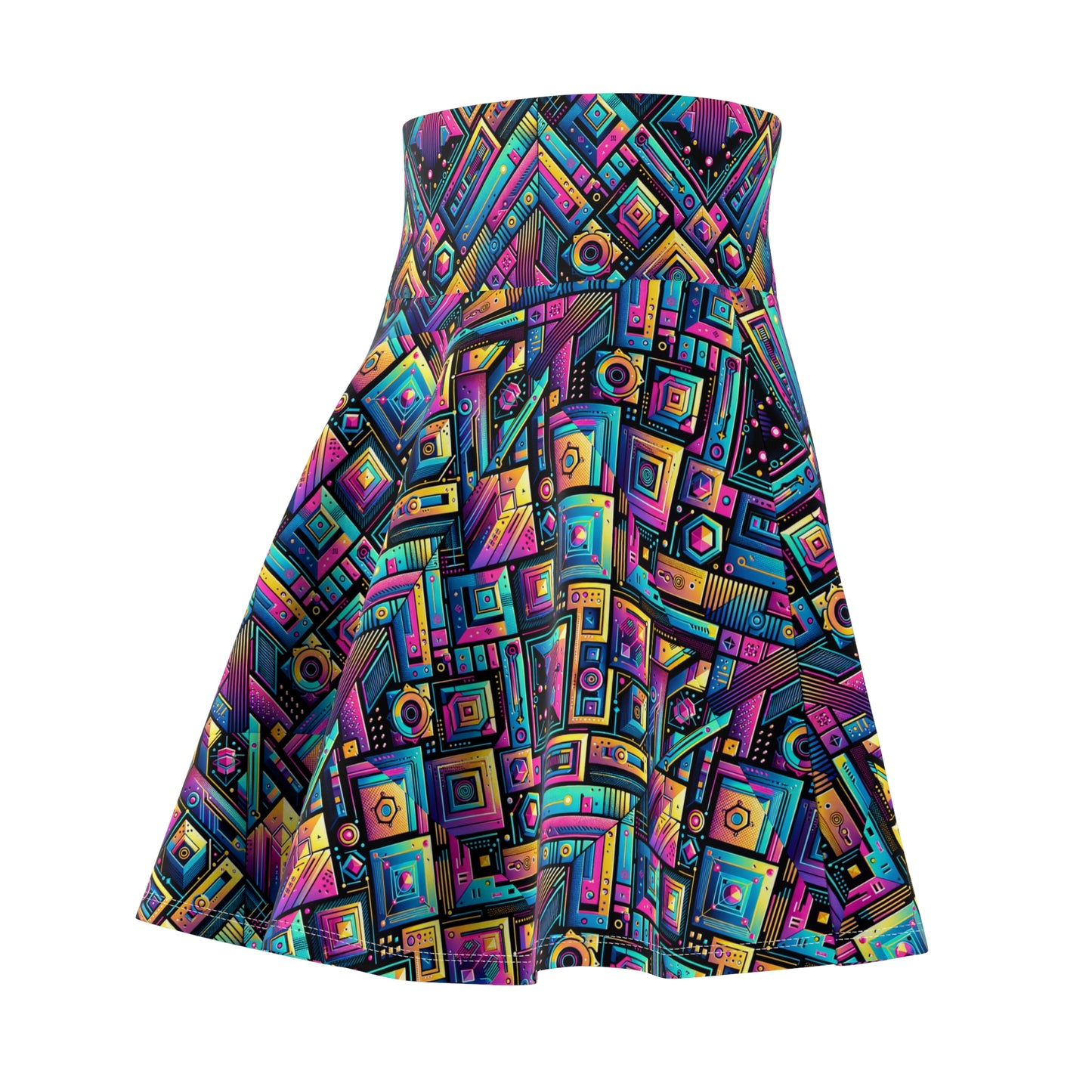 Tech-Inspired Graphics Cyberpunk Cool Women's Skater Skirt - 8404 Design-46