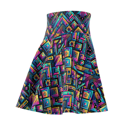 Tech-Inspired Graphics Cyberpunk Cool Women's Skater Skirt - 8404 Design-46