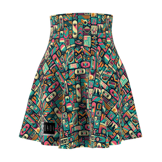 Skate Culture Revival Urban Retro Cool Women's Skater Skirt - 8404 Design-61