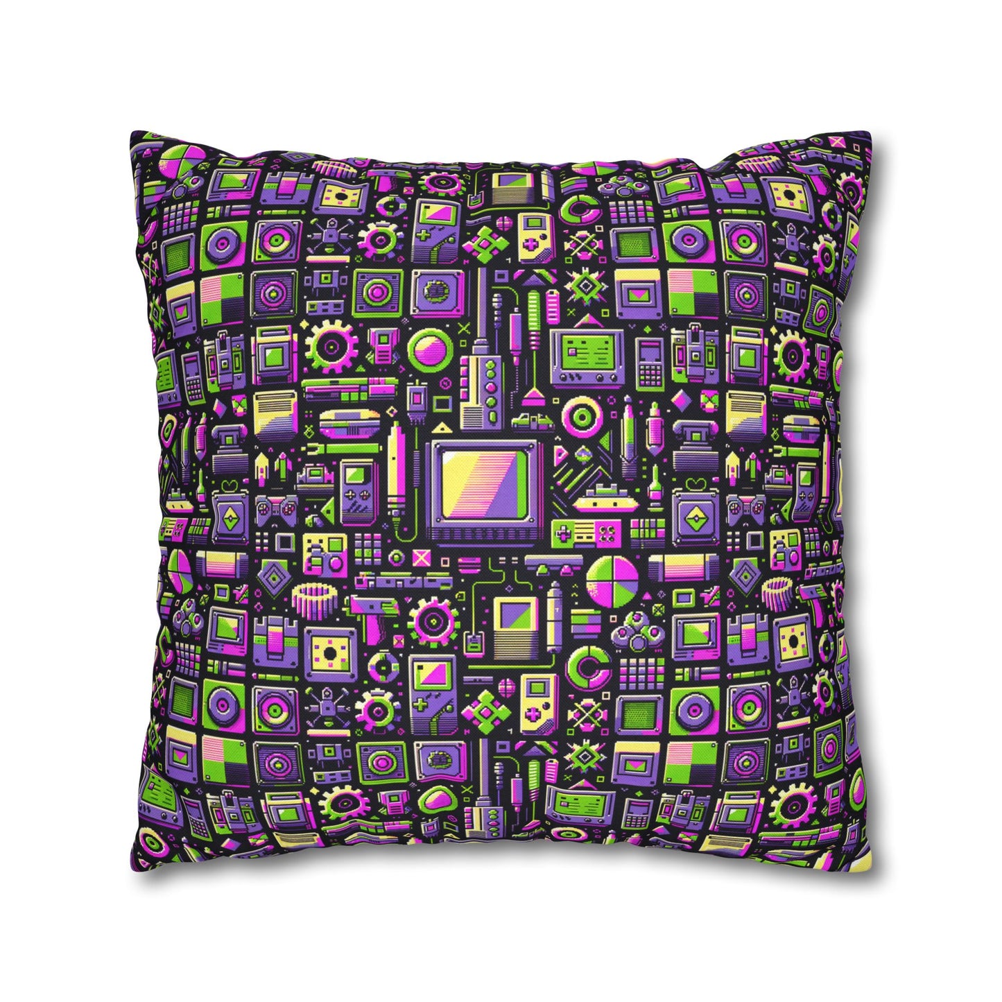 Digital Nostalgia Remix Modern Vintage Fusion Spun Polyester Square Pillowcase - 8404 Design-67