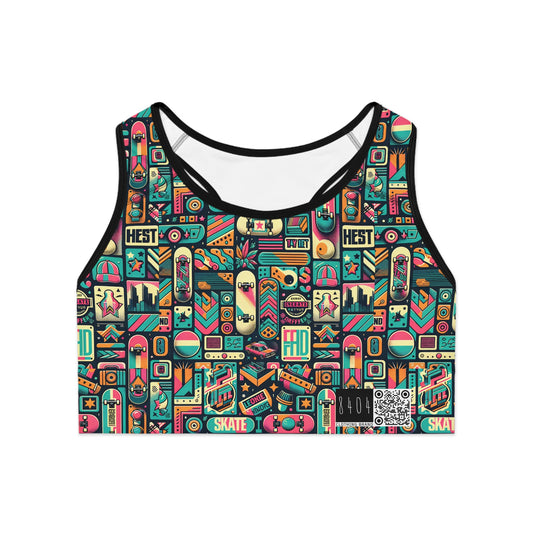Skate Culture Revival Urban Retro Cool Sports Bra - 8404 Design-61