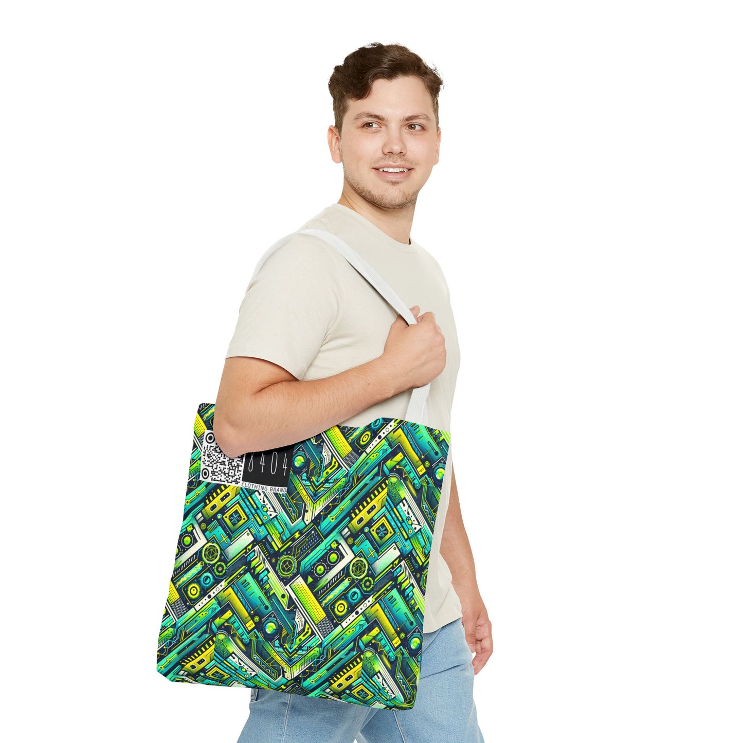 Tech-Infused Neon Tech-Forward Streetwear Tote Bag - 8404 Design-52