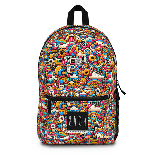 Neon Pop Playful Pop Culture Mashup Backpack - 8404 Design-62