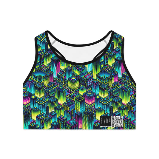 Tech-Infused Neon Tech-Forward Streetwear Sports Bra - 8404 Design-65