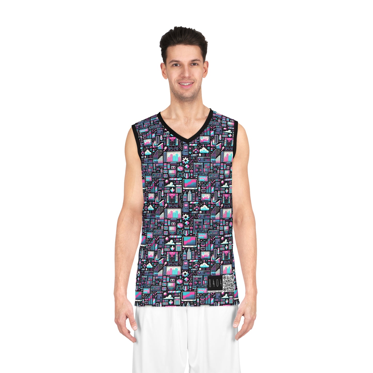 Digital Rebellion Youthful Streetwear with a Rebellious Digital Twist Basketball Jersey - 8404 Design-71