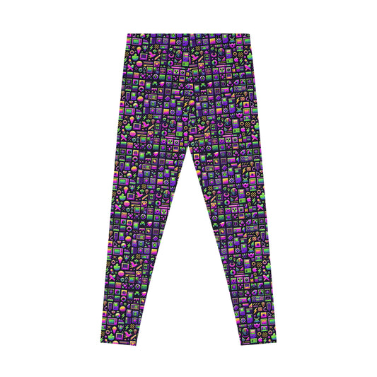 Digital Nostalgia Remix Modern Vintage Fusion Stretch Leggings - 8404 Design-49