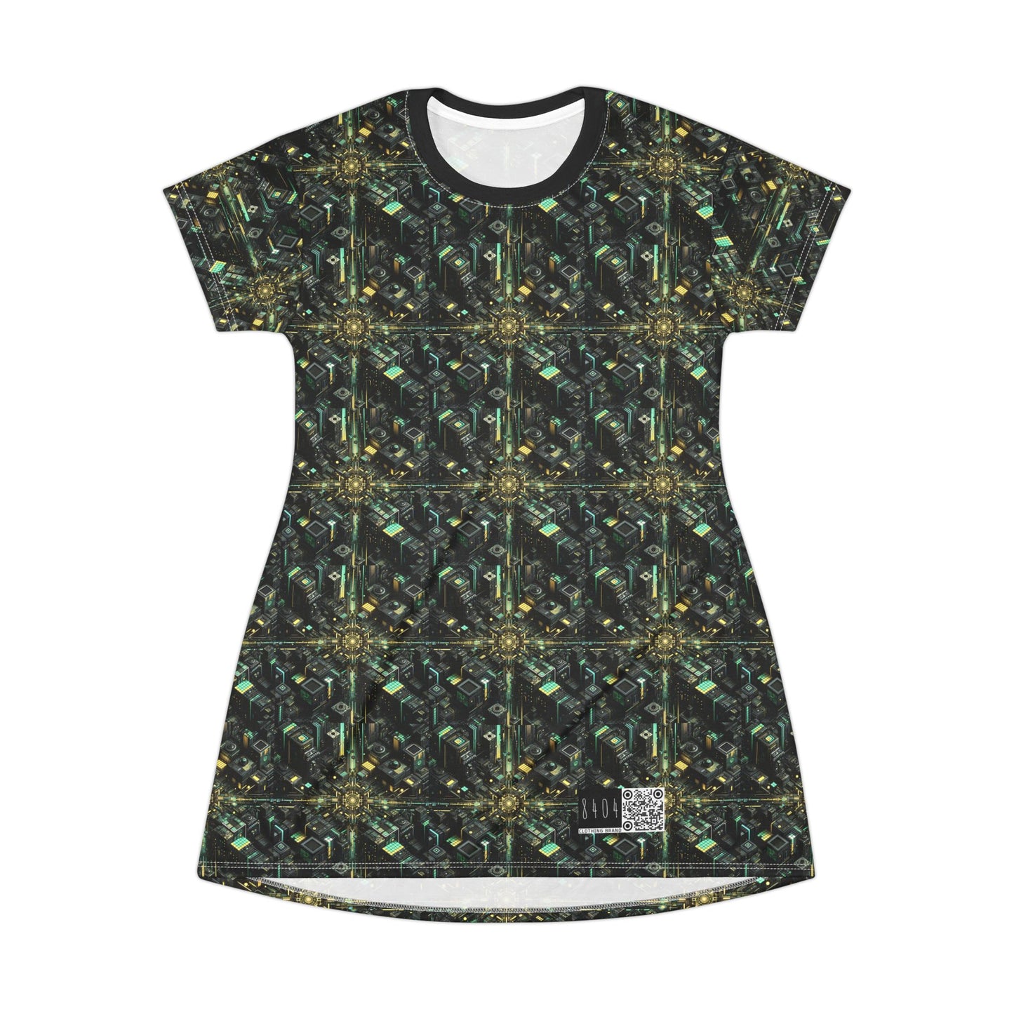 Tech Noir Graphics Tech-Inspired Streetwear T-Shirt Dress - 8404 Design-66