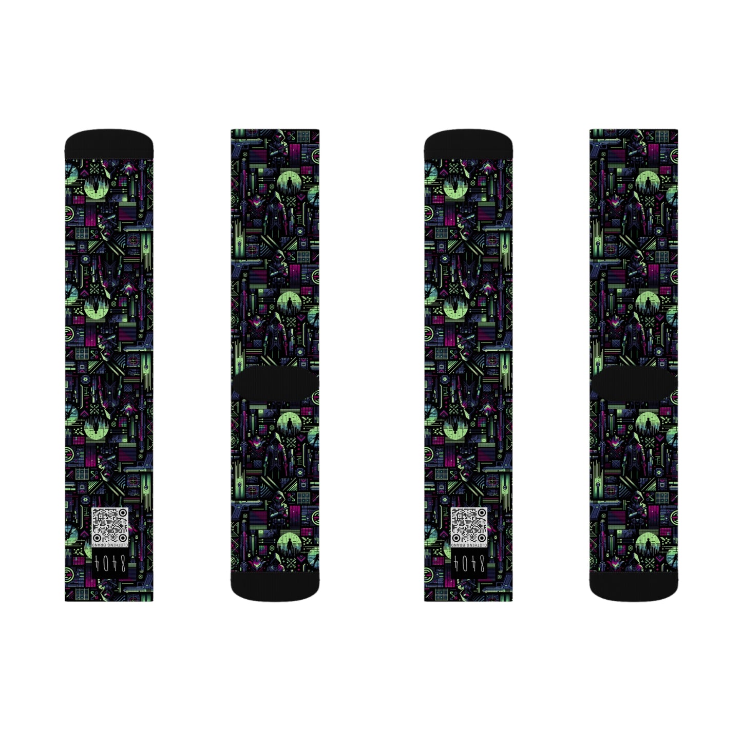 Tech Noir Futuristic Cyberpunk Sublimation Socks - 8404 Design-63