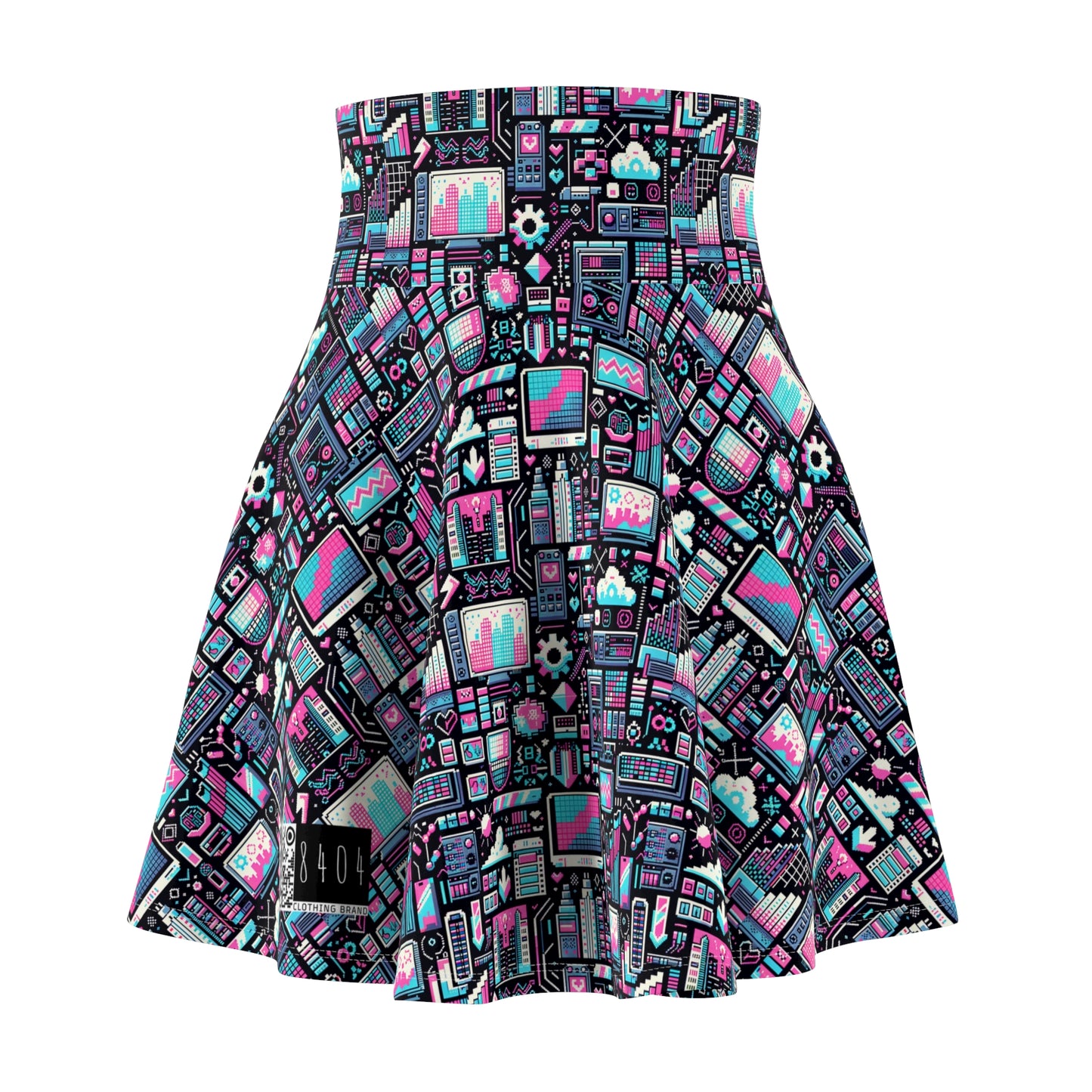 Digital Rebellion Youthful Streetwear with a Rebellious Digital Twist Women's Skater Skirt - 8404 Design-71
