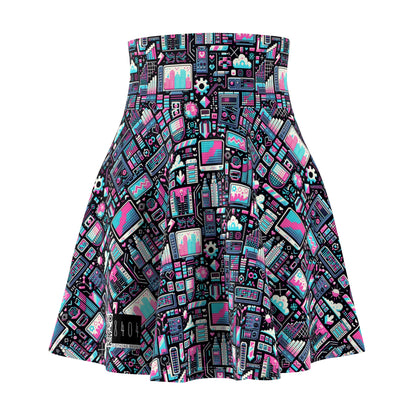 Digital Rebellion Youthful Streetwear with a Rebellious Digital Twist Women's Skater Skirt - 8404 Design-71
