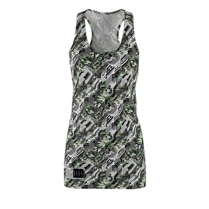 Tech Camo Fusion Tech-Forward Streetwear With a Futuristic Edge Women's Cut & Sew Racerback Dress - 8404 Design-46