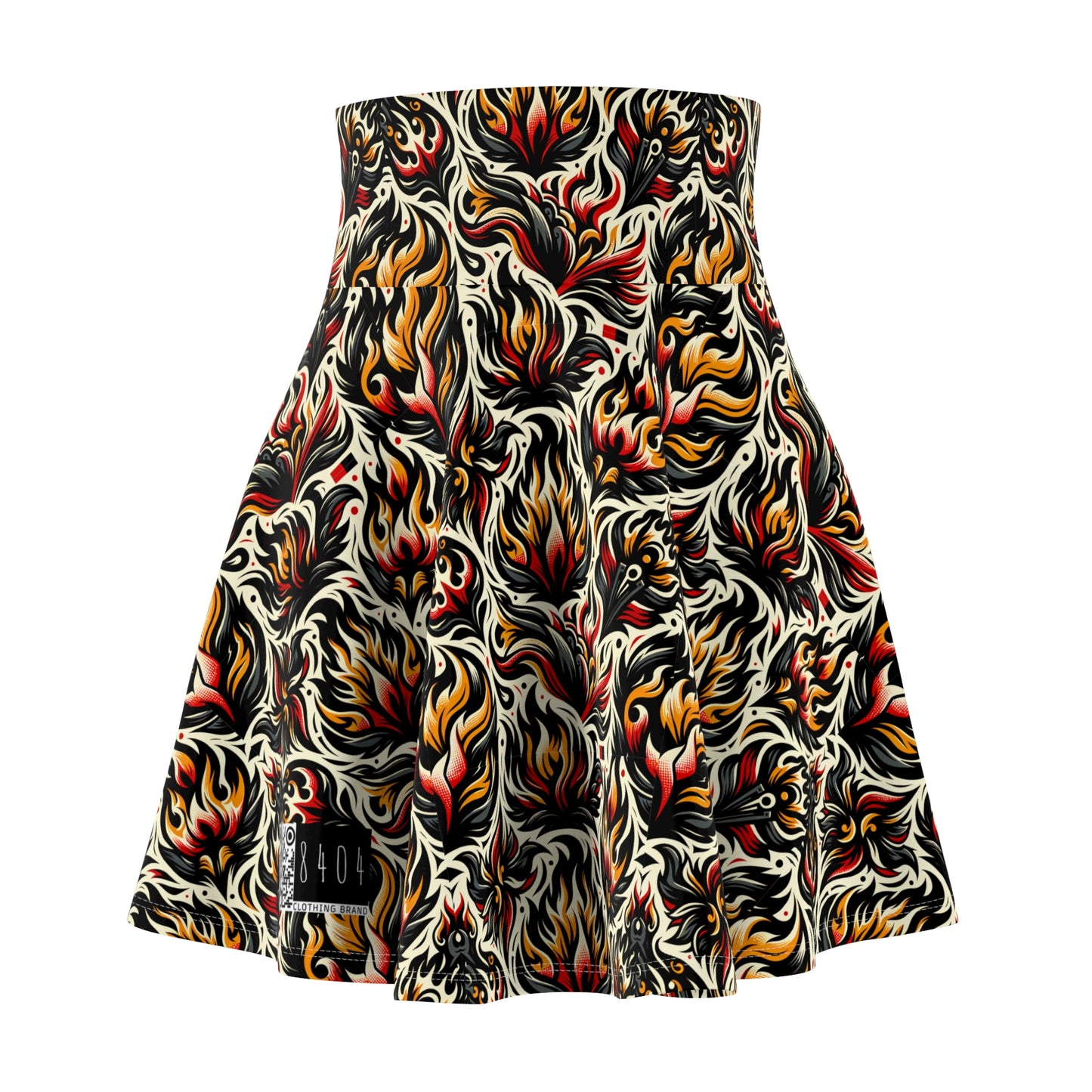 Fire & Flames Bold Streetwear Statement Women's Skater Skirt - 8404 Design-57