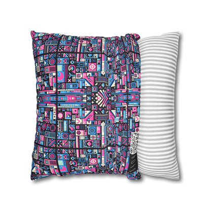 Digital Rebellion Youthful Streetwear with a Rebellious Digital Twist Faux Suede Square Pillowcase - 8404 Design-65