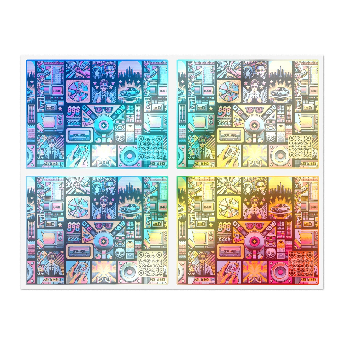 Digital Pop Culture Mashup Maximalist Pop Sticker Sheet - 8404 Design-52