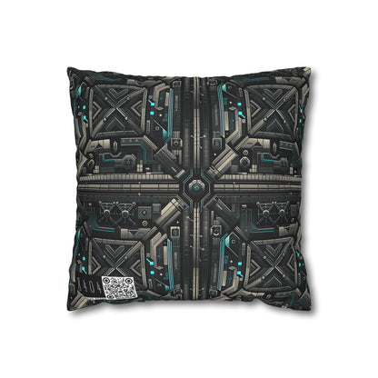 Tech Noir Futuristic Tech Aesthetic with a Dark Twist Spun Polyester Square Pillowcase - 8404 Design-59