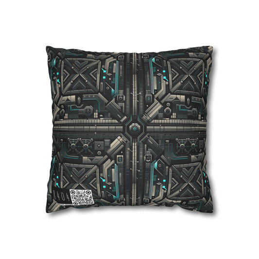 Tech Noir Futuristic Tech Aesthetic with a Dark Twist Spun Polyester Square Pillowcase - 8404 Design-59